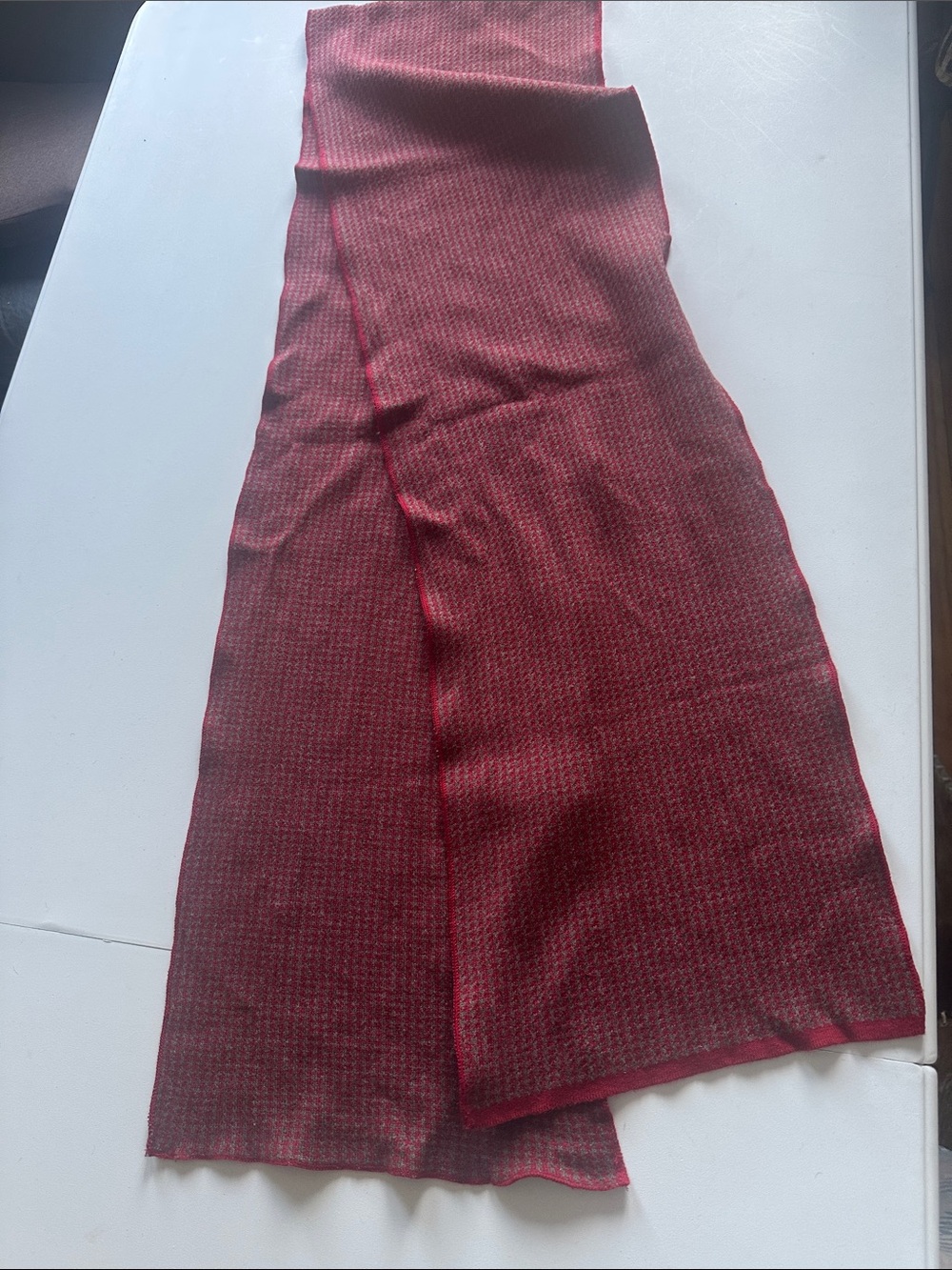 H1- UNISEX Red Patterned cashmere blend scarf